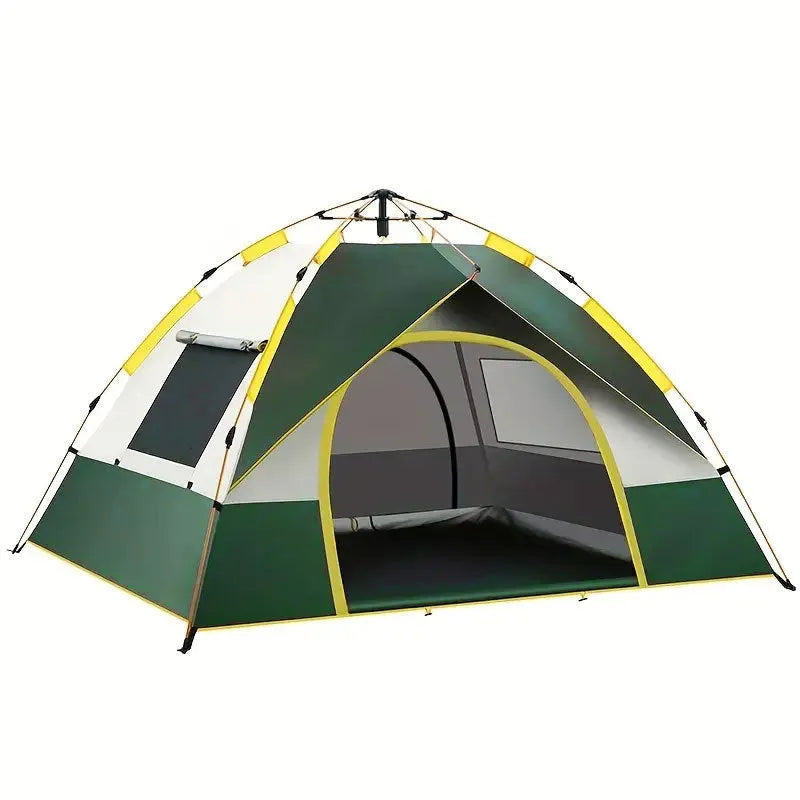 Dark green silver glue camping tent with automatic quick-open system for 3-4 people