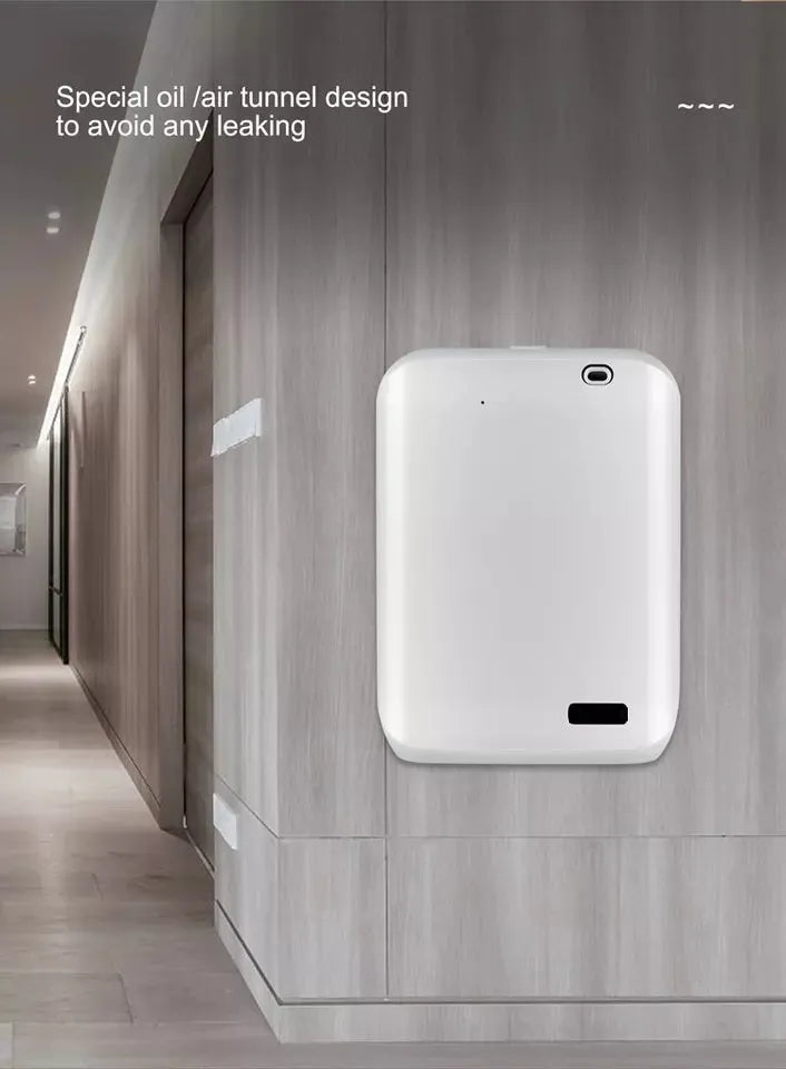White smart wall mount essential oil diffuser with 150ml tank and app control on smartphone