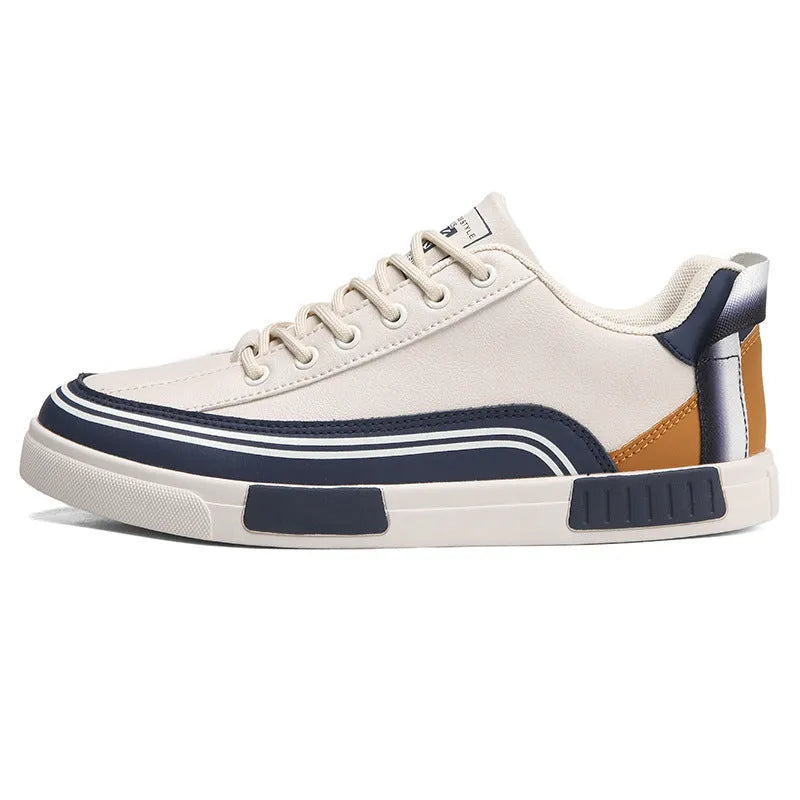 Men's breathable canvas mesh shoes in Milan white and green with flat heel and round toe design