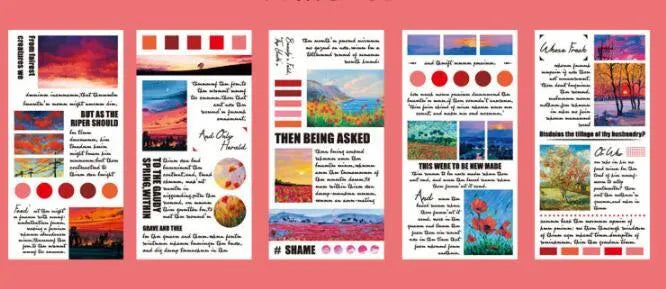 Landscape Painting Series paper sticker book with 20 stickers at 60x120mm size