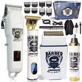 USB rechargeable hair clippers with stainless steel cutter head in a 4 in 1 kit.