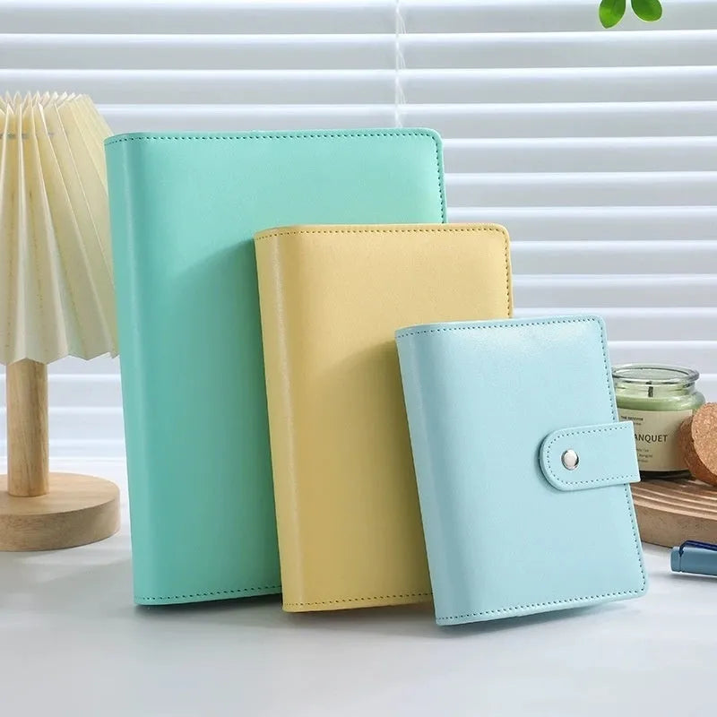 A5 solid colour PU leather notebook shell with zipper closure shown in pink