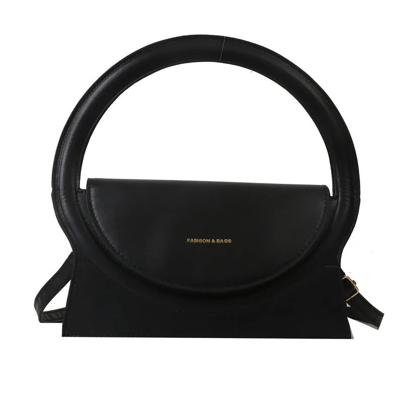 Horizontal square PU leather shoulder messenger bag with sandwich pocket and mobile phone compartment in street trend style