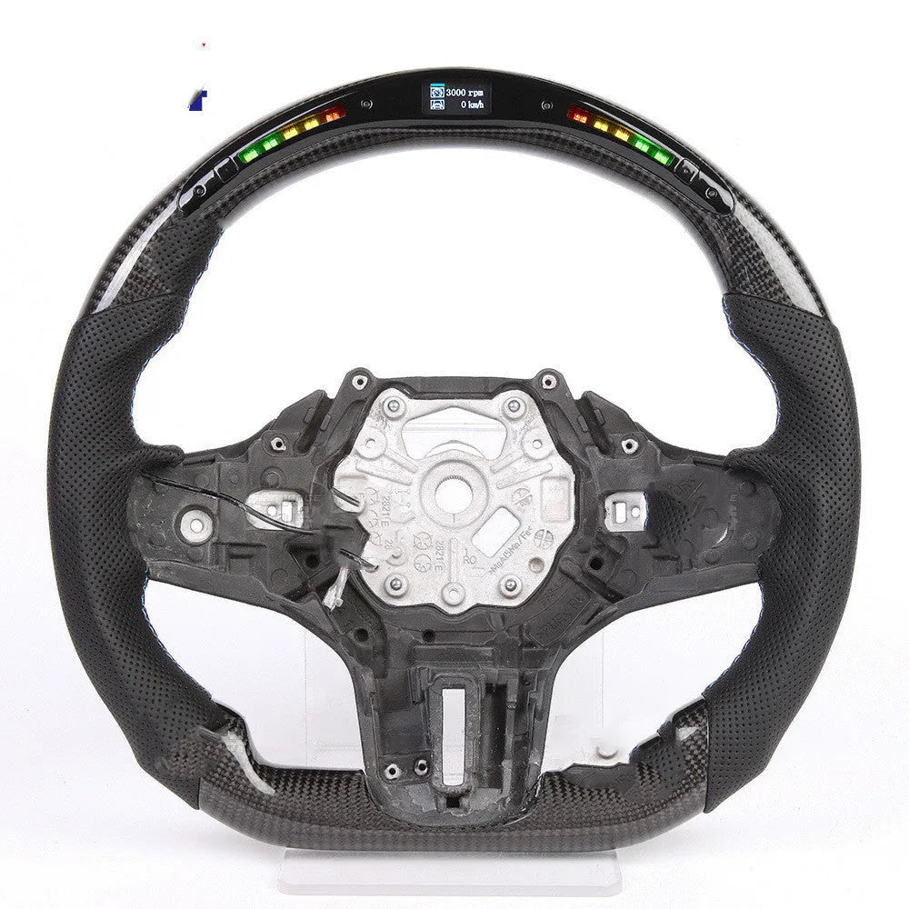 Black carbon fibre BMW X3 X5 steering wheel with LED display and multifunctional controls