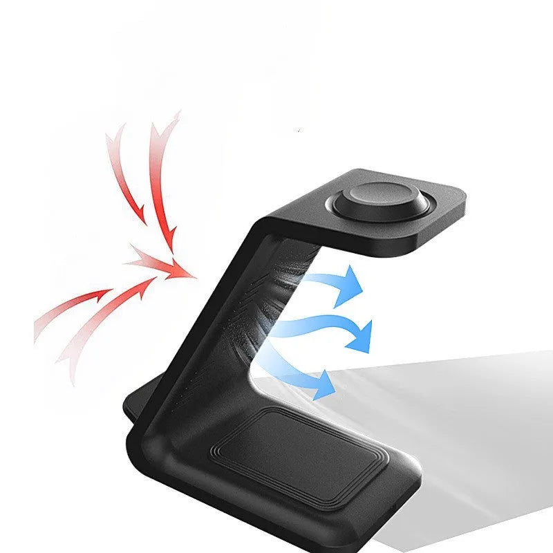 White upright wireless charging phone holder with dual coil technology and TYPE-C connection