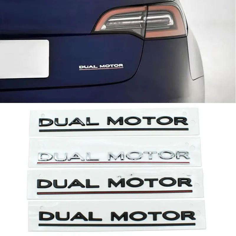 Tesla Model 3 double motor performance bumper sticker in ABS plastic, showing colour options