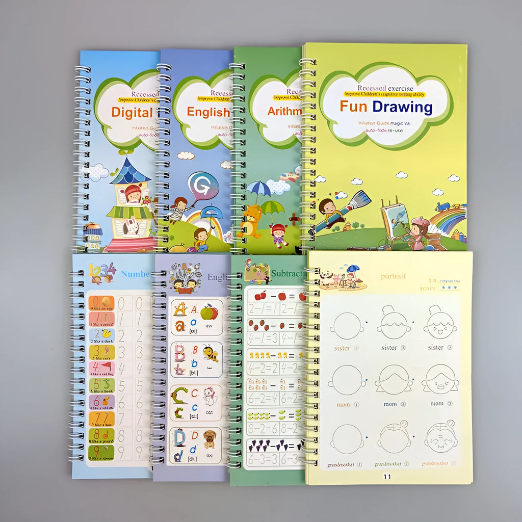 Magic calligraphy copybook set with reusable stylus pen and replacement refills