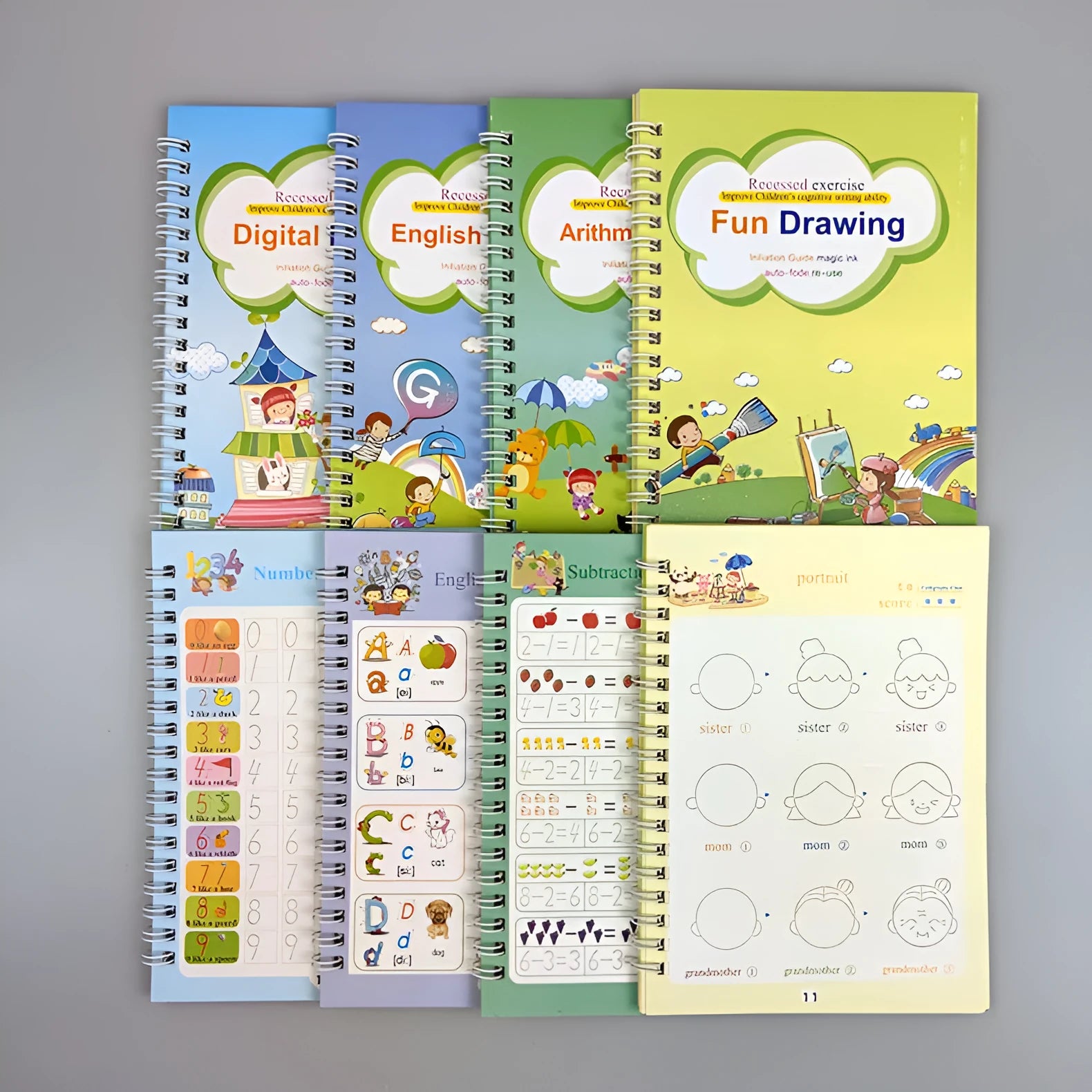 Magic calligraphy copybook set with reusable stylus pen and replacement refills