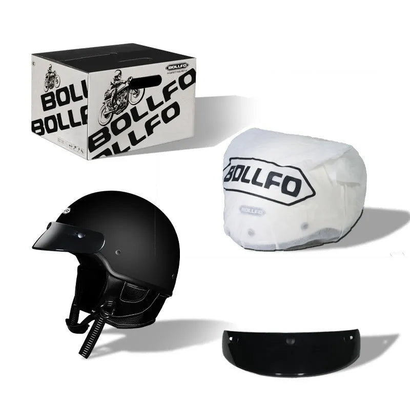 Retro style full face motorcycle helmet in ABS, shown in Ivory White colour on a plain background.