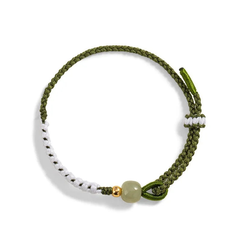 Hetian Jade sterling silver carrying strap Chinese national bracelet with cord construction and electroplated details
