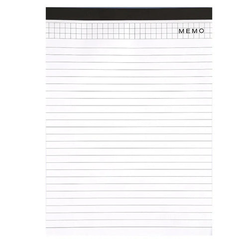 A4 tearable notebook with grid-lined pages and paper cover, showing adhesive binding.