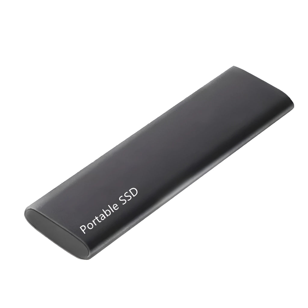 Ultra-thin metal external mobile SSD in red, black, blue, or silver colour options on a plain background.