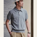 Knitted cotton short sleeve t-shirt in slim fit solid colour for summer wear