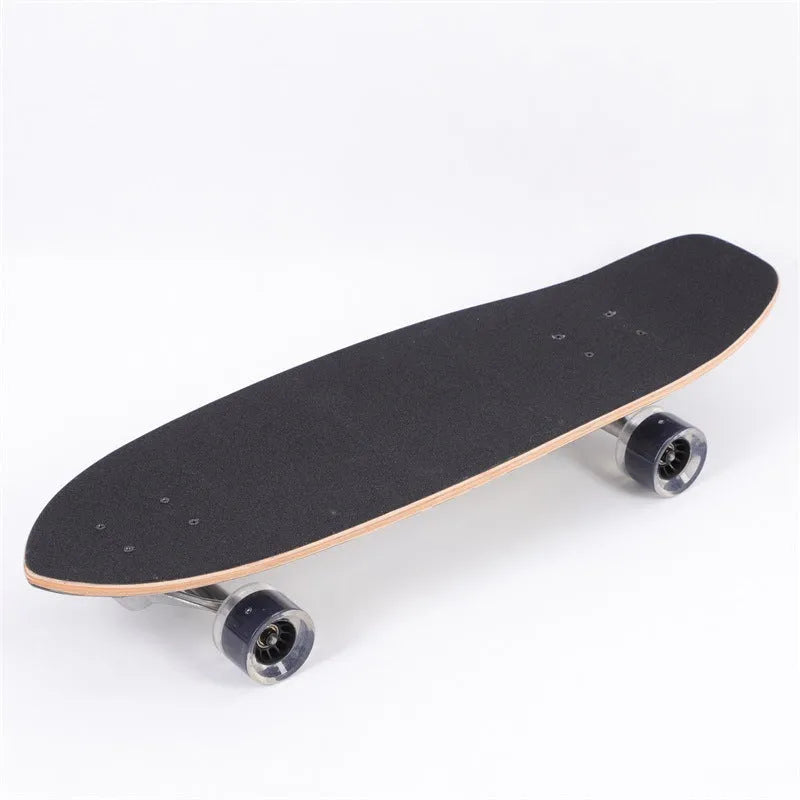 White unisex street scooter with a 31-inch maple wood deck.