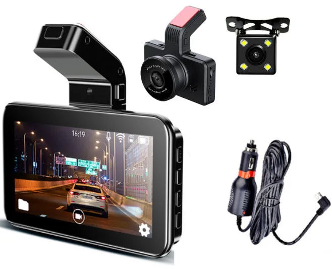 3-inch car DVR with dual lens system for front and rear vehicle recording