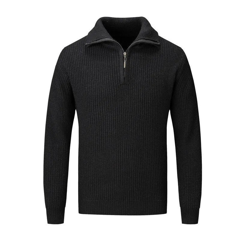 Men's slim fit solid colour pullover jumper in polyester blend for autumn and winter wear