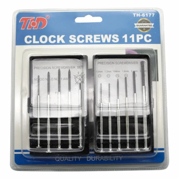 11-piece clock screwdriver set with multiple bit specifications for electronics repair