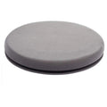 Grey rotating car seat cushion with non-slip base on a car seat, showing swivel function.