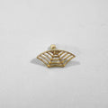 Spider web stud earrings with geometric mesh pattern in electroplated gold or silver finish