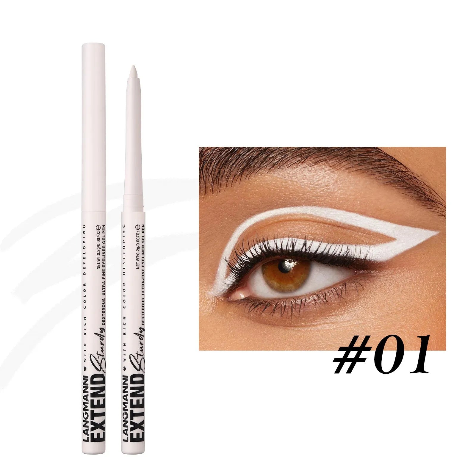 12 colourful gel glitter eyeliner pencils set showing matte metallic and pearl finishes