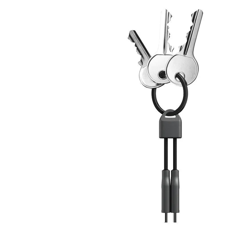12cm keychain USB-C fast charging cable, magnetic suction, nylon braided black, 60W