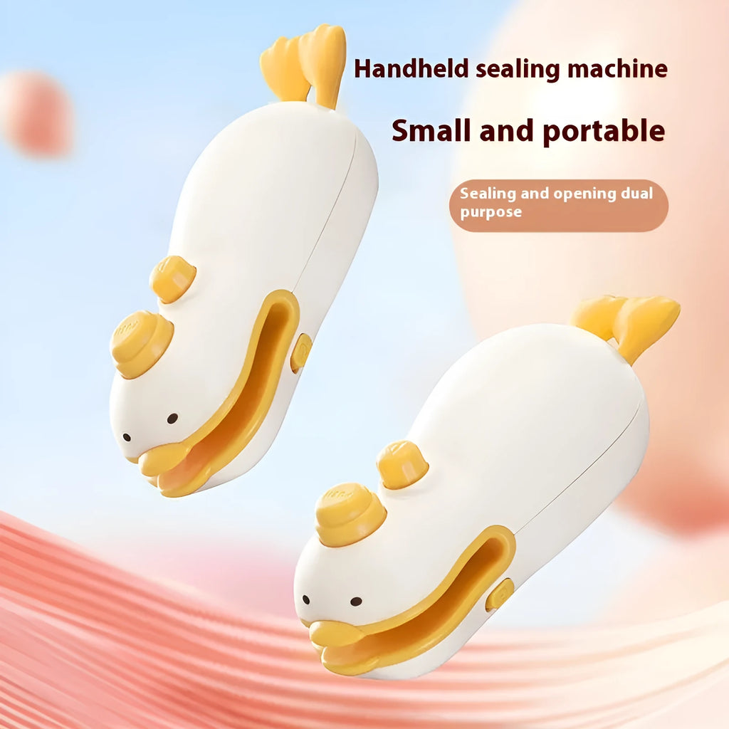 Small yellow duck rechargeable sealing machine with animal jacquard design and charging cable