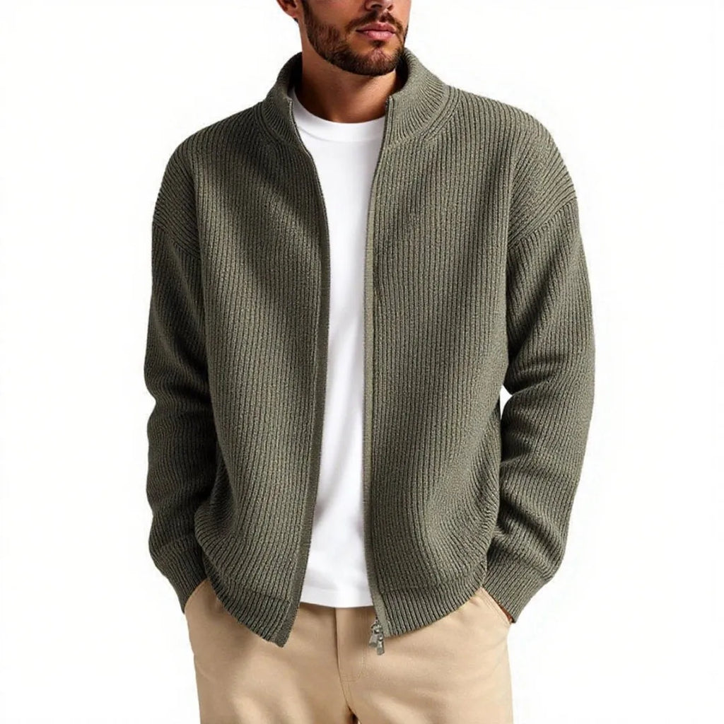 Men's loose cardigan sweater coat in chemical fibre blend, Asian sizing M to 3XL
