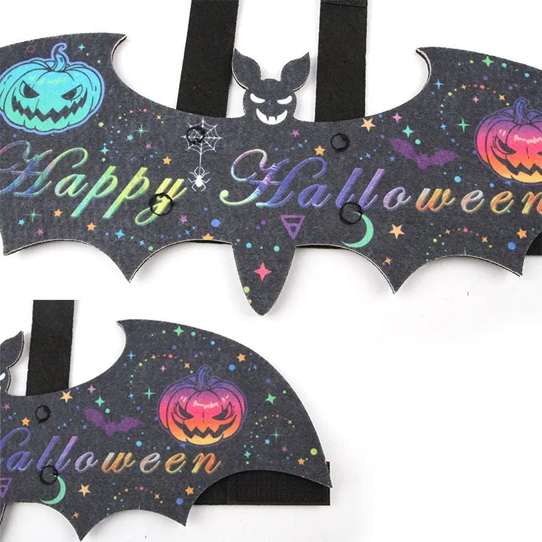 Halloween batwing costume for cat in felt fabric with tie closures