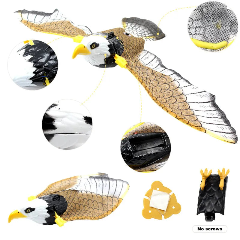 Hanging plastic simulation bird cat toy, 25cm or 43cm, rotating interactive teaser for kittens and dogs