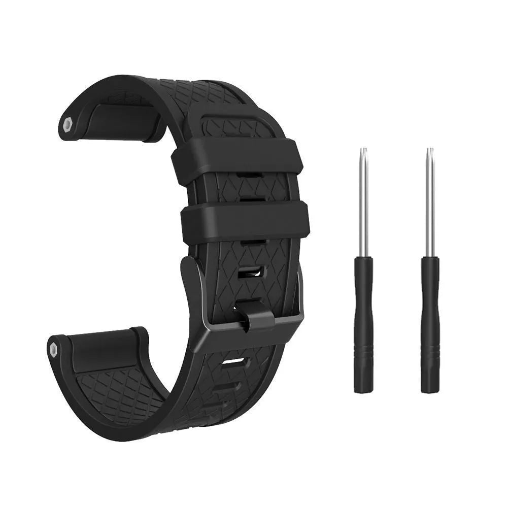 Jiaming 26mm silicone sports watch strap with stainless steel buckle in multiple colour options.