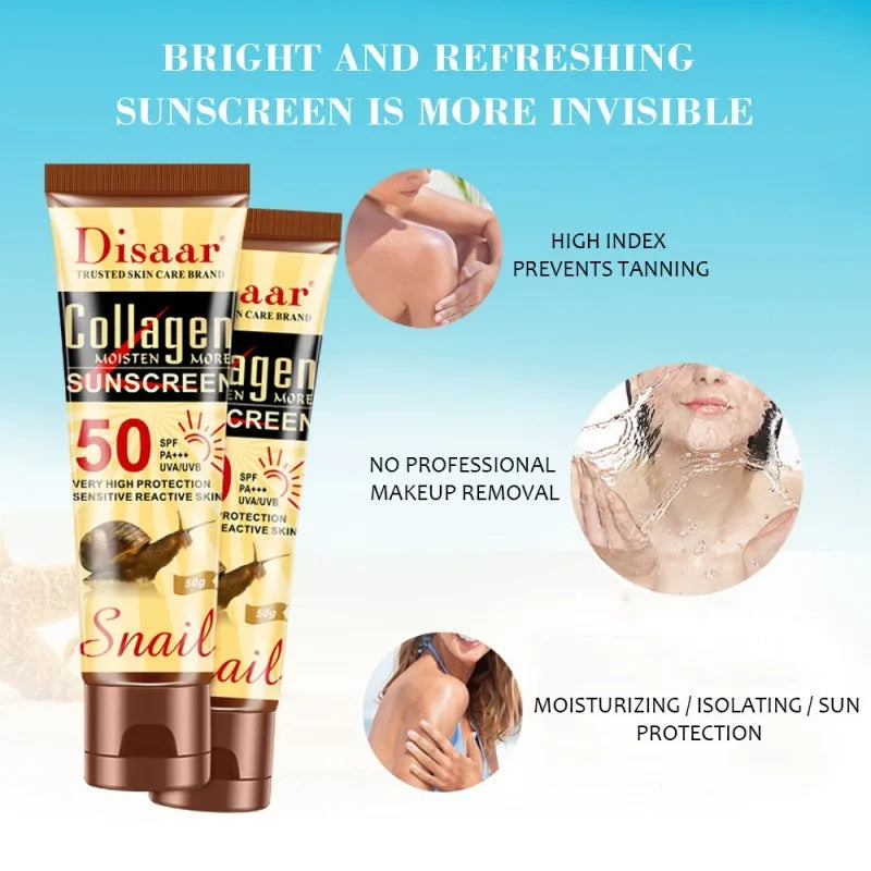 50 Plus Anti UV Sunscreen 50g unisex tube for all skin types with plant extracts and antioxidants