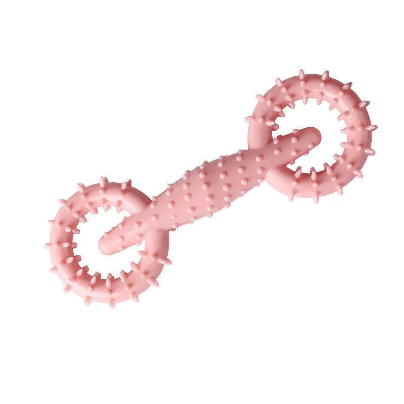 Blue TPR dog chew ring toy for puppy teething, 16cm diameter with green and pink colour options