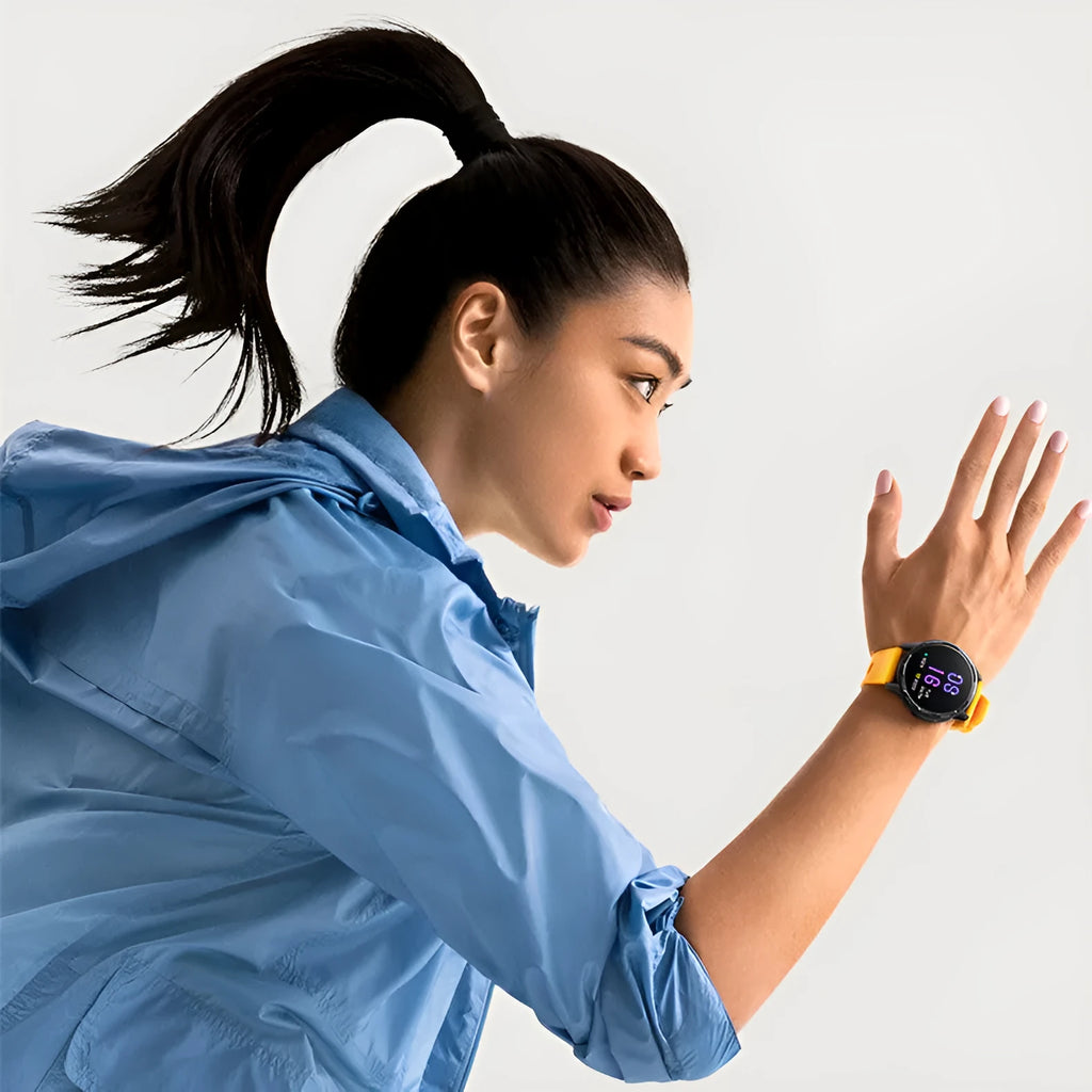 Dual band GPS smart watch with call function on silicone strap in black, white, or blue colours