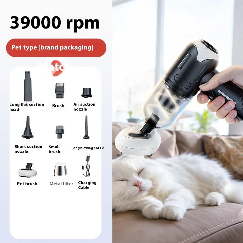 Handheld cordless pet hair vacuum cleaner with floor brush and nozzle attachments in Universal colour.