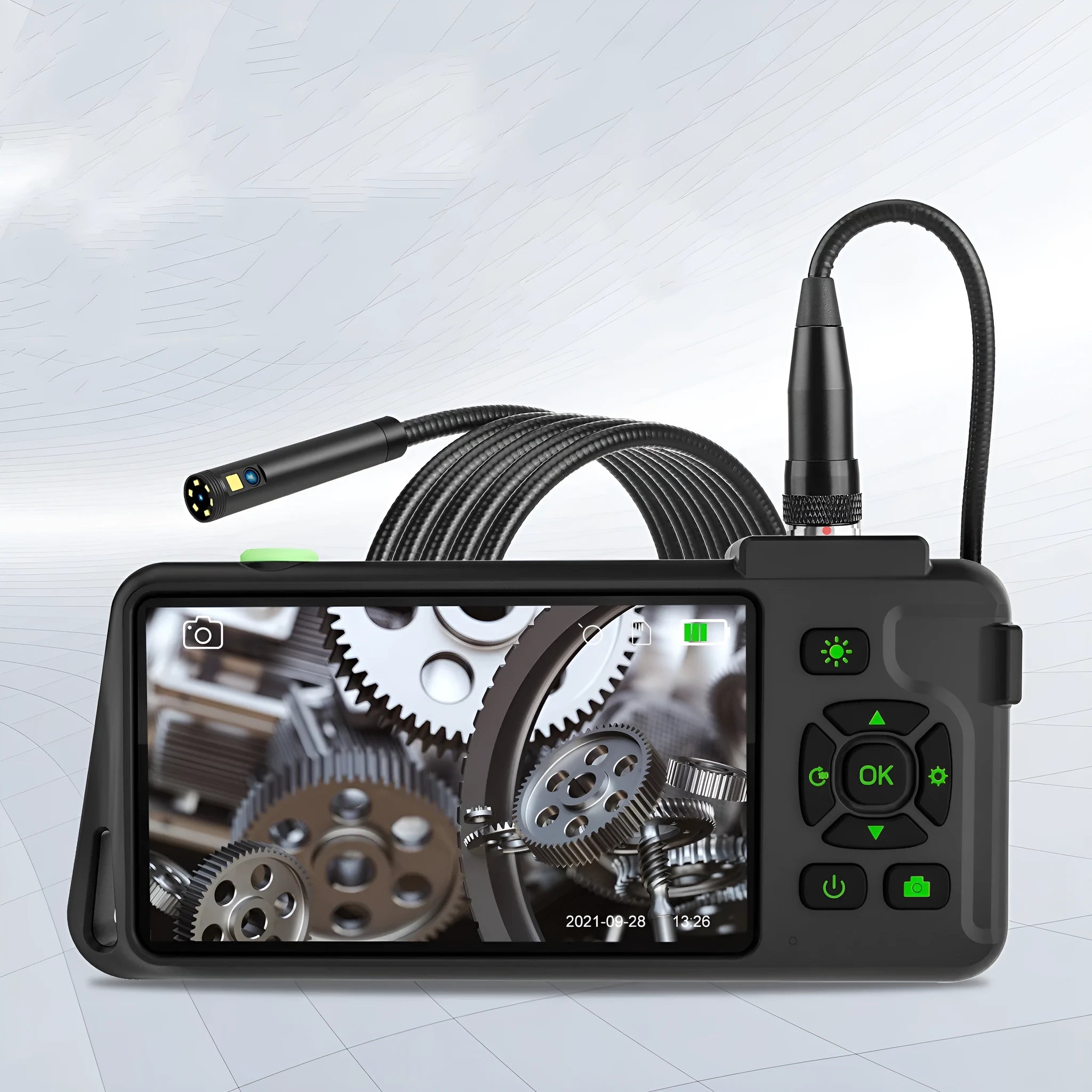 Handheld portable industrial endoscope with 4.5-inch screen and 1-metre long 5.5mm inspection probe