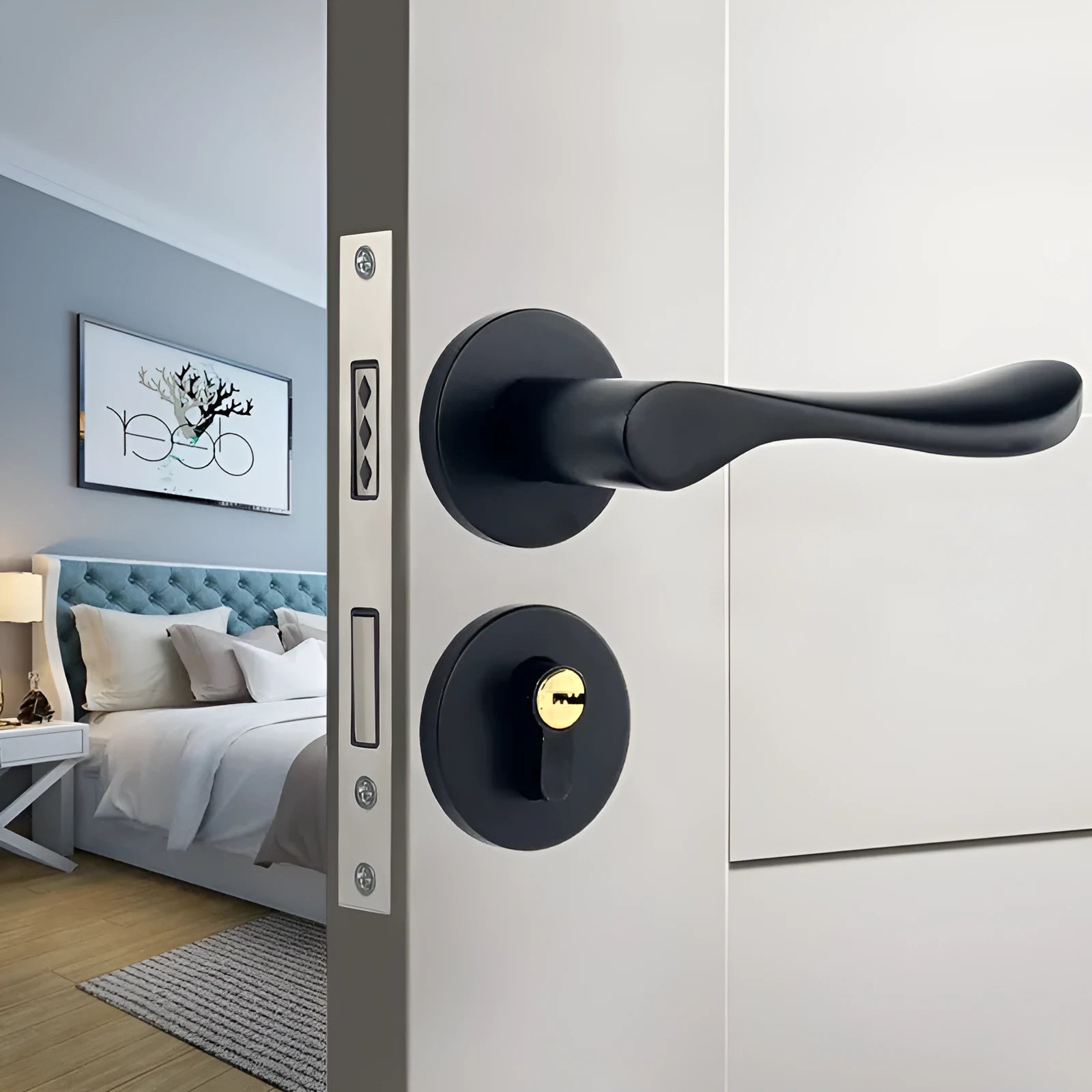 Aluminium alloy split magnetic door lock handle for timber doors with multiple style options