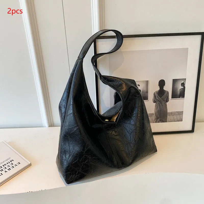 PU leather casual shoulder bag with large capacity and street trend style