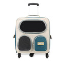 Foldable nylon pet trolley bag with pull rod, medium hard body, 18 capacity, solid colour