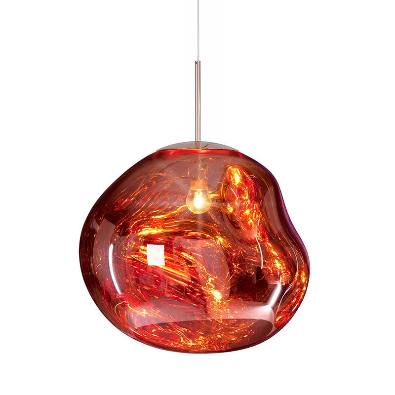Nordic post-modern lava glass chandelier in gold finish with irregular pendant design