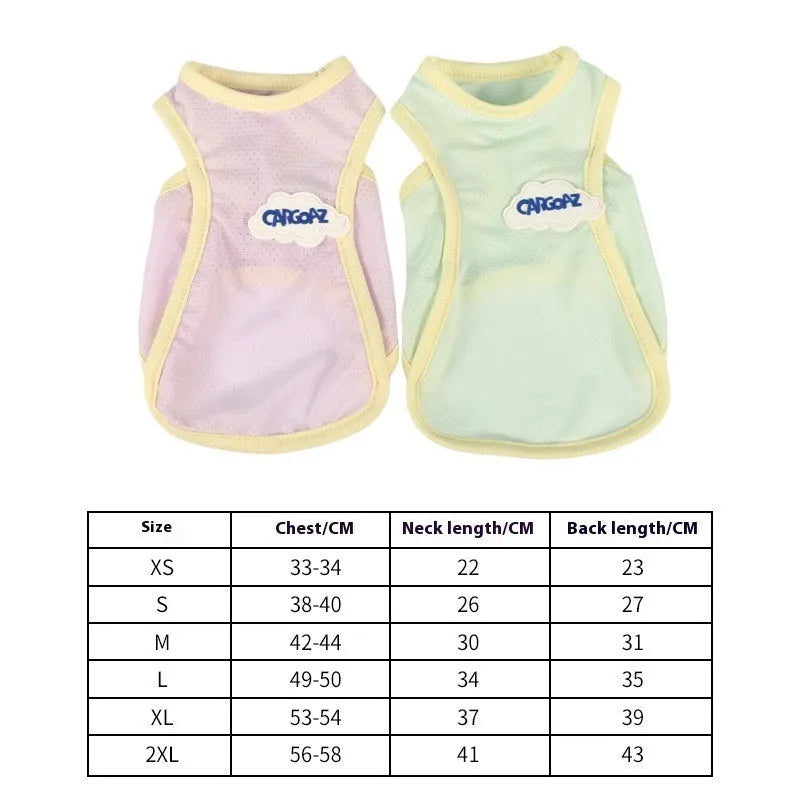 Grass green polyester cat vest for summer wear with anti-lint properties and sports-style design