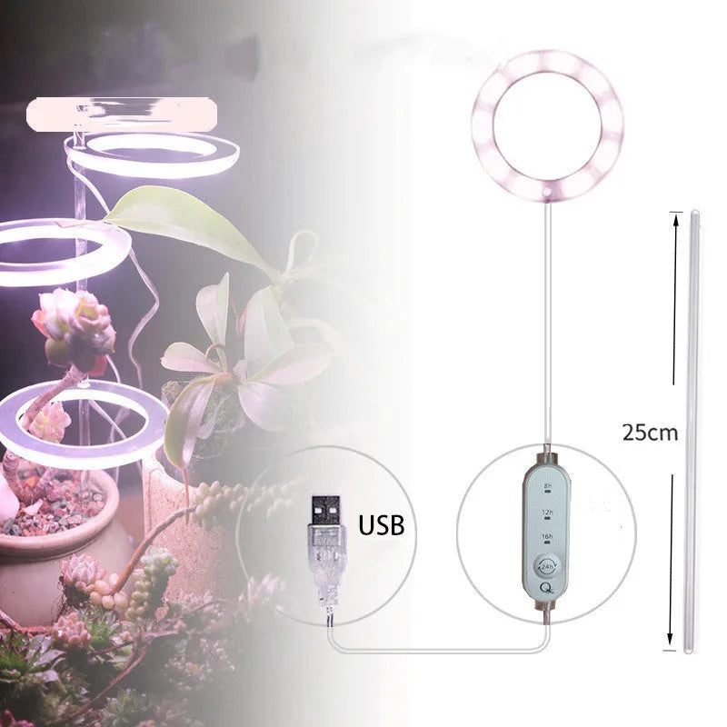 USB LED plant grow light with acrylic stick in pink white or sunshine yellow colour options.