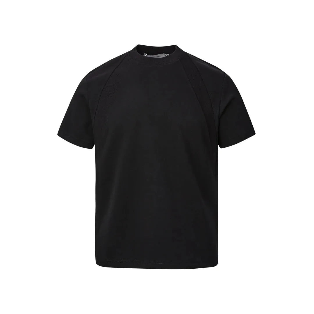 Loose fit short sleeve top with air layer stitching in black, white, or grey colours