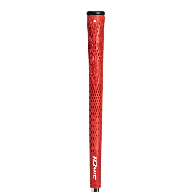 TPE material golf club grip shown in various colour options including pink, red, blue, and two-tone black.