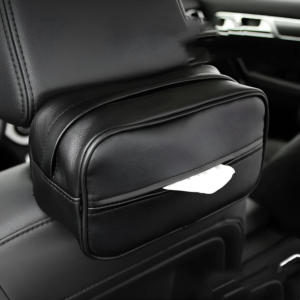 PU leather car hanging storage box with paper bag in black and beige colour options