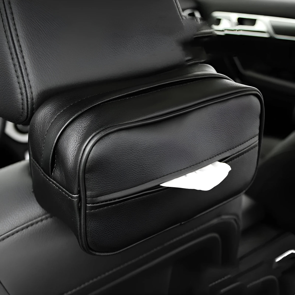 PU leather car hanging storage box with paper bag in black and beige colour options