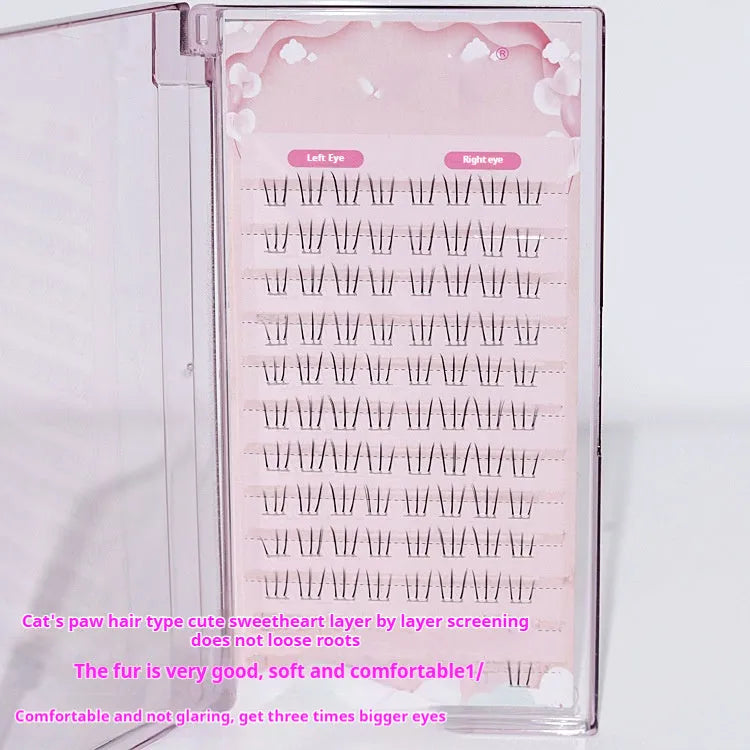 False eyelashes with kitten paw lower lash design and natural pointed tails