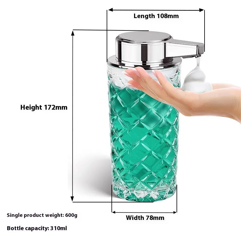 Silver automatic soap dispenser with sensor technology and USB Type-C charging port