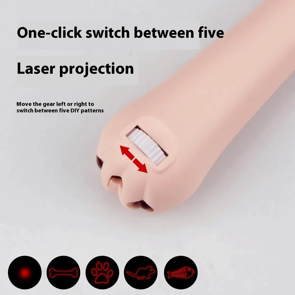 Infrared pet toy with laser patterns and teasing stick for cat entertainment