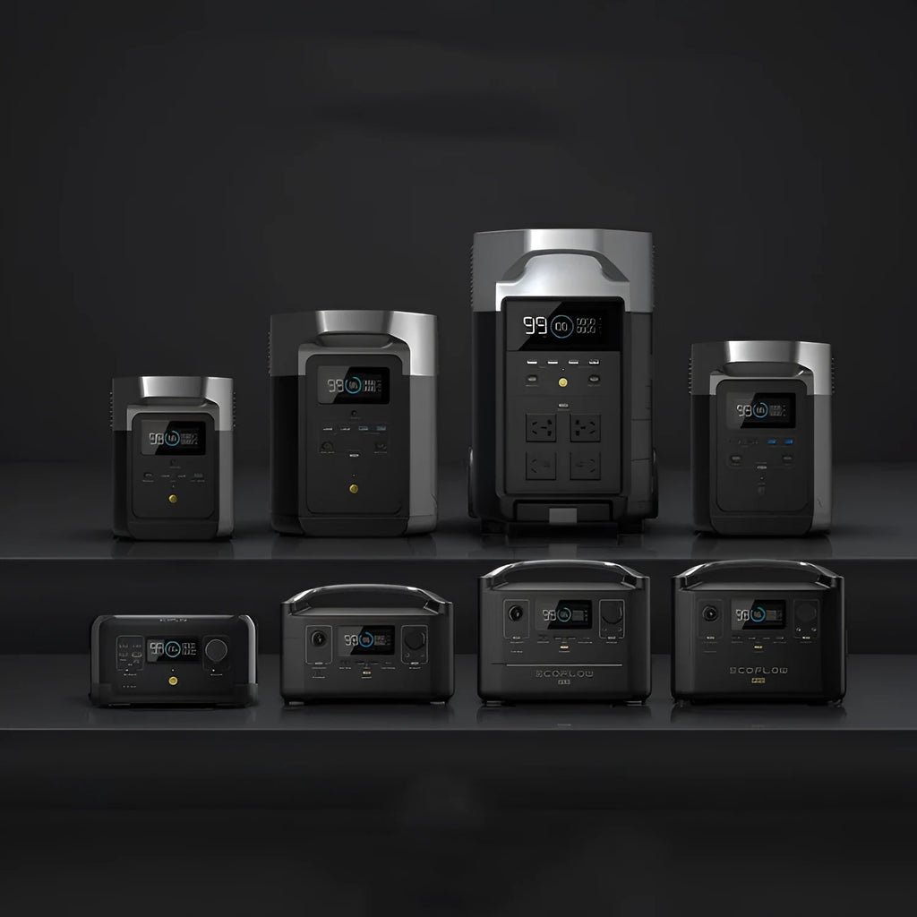 RIVER Pro 720Wh portable power station with display screen and multiple output ports on a wooden surface.