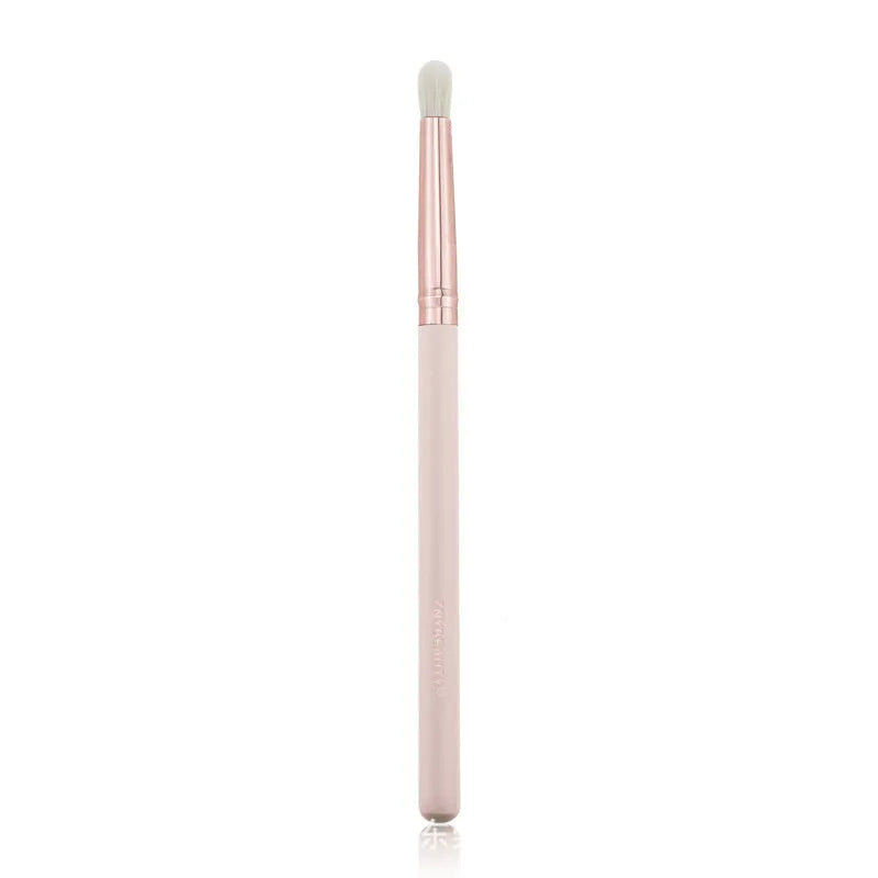 26-piece pink makeup brush set with wooden handles in portable PU case